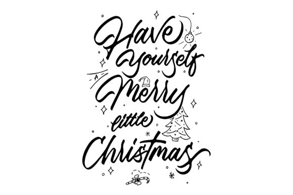 Merry Little Christmas Lettering Vector: Graphics & Crafts